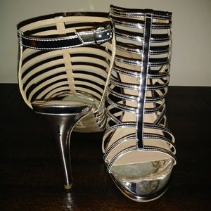 Silver Strappy Heel